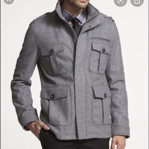 Express Men's Wool Blend Military Pea Coat